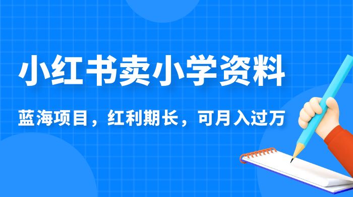 小红书卖小学资料，蓝海项目，红利期长，可月入过万 - 淘金派资源网