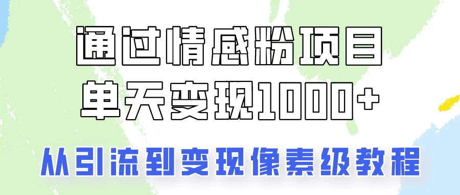 我是怎么通过情感粉项目单天变现1000+的，从引流到变现像素级教程 - 淘金派资源网