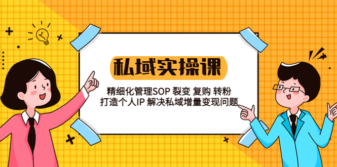 私域实战课程：精细化管理 SOP 裂变、复购、转粉，打造个人 IP 私域增量变现问题 - 淘金派资源网
