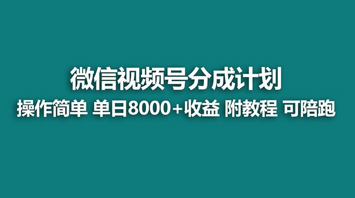 蓝海项目，视频号分成计划，单天收益 8000+，附玩法教程 - 淘金派资源网