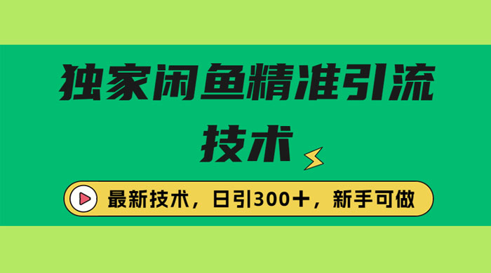 独家闲鱼引流技术，日引 300+ 实战玩法 - 淘金派资源网