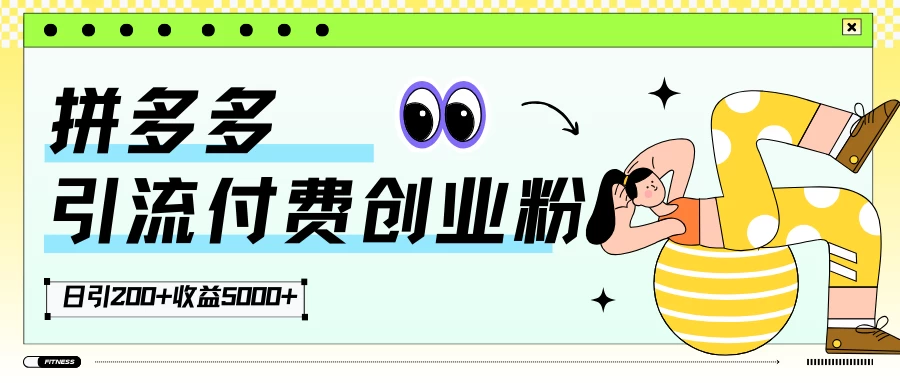 拼多多引流付费创业粉，日引200+，收益5000+ - 淘金派资源网