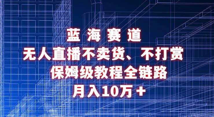 无人直播不卖货、不打赏保姆级教程全链路 月入10万＋ - 淘金派资源网