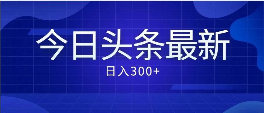 价值999的最新头条玩法，每天收入300+ - 淘金派资源网