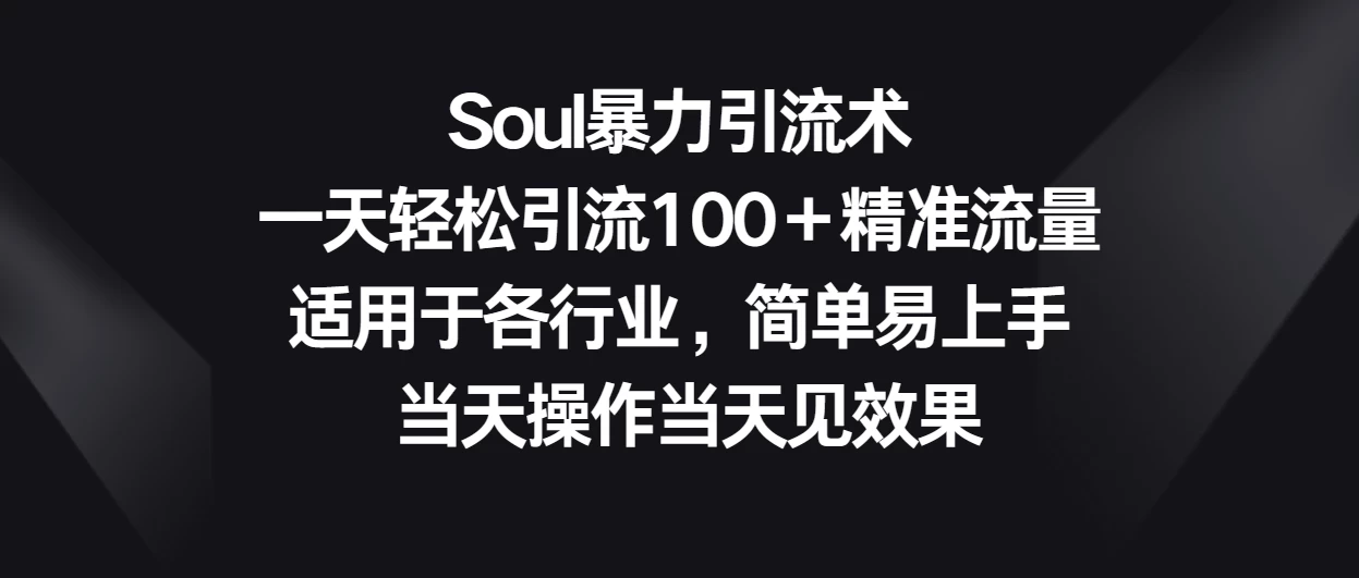 Soul暴力引流术，一天轻松引流100＋精准流量，适用于各行业，简单易上手 当天操作当天见效果 - 淘金派资源网