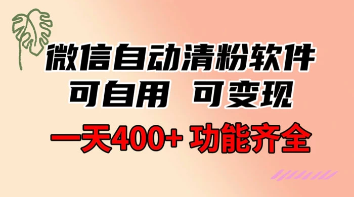 功能齐全的微信自动清粉软件,可自用可变现,一天 400+,0 成本免费分享 - 淘金派资源网