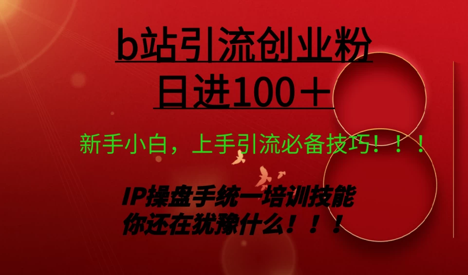 日引创业粉 100+ b 站全套打法【实操教学】不容错过 - 淘金派资源网