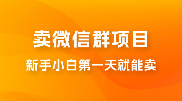 最新卖微信群项目玩法拆解：新手小白第一天就能卖，日入 300+ - 淘金派资源网
