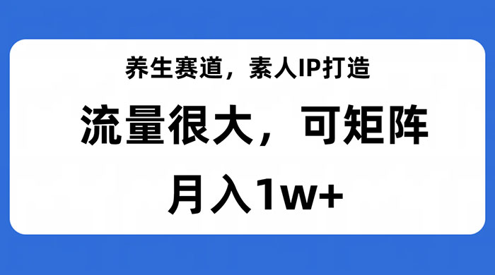 养生赛道，素人IP打造，流量很大，可矩阵，月入1w+ - 淘金派资源网