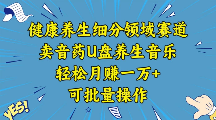 健康养生细分领域赛道，卖音药U盘养生音乐，轻松月赚一万+，可批量操作 - 淘金派资源网