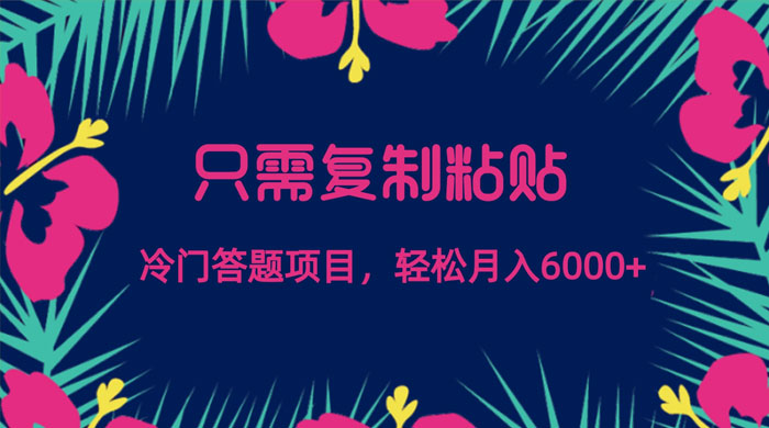 只需复制粘贴，冷门答题项目，轻松月入 6000 - 淘金派资源网
