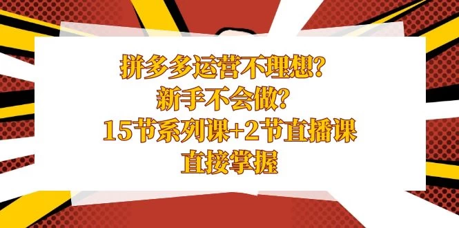 拼多多运营不理想？新手不会做？​15 节系列课+ 2 节直播课，直接掌握 - 淘金派资源网