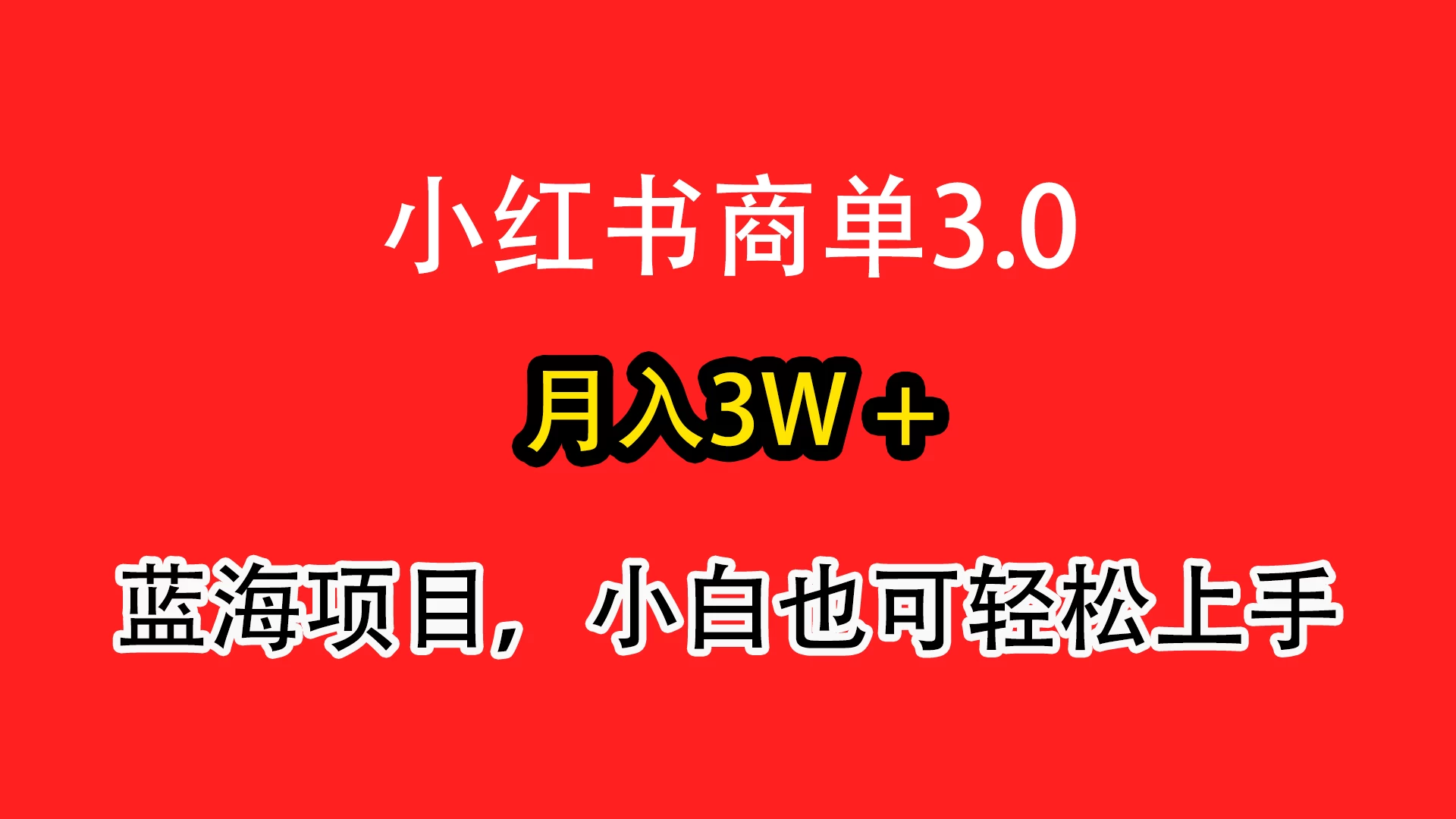 小红书商单3.0，月入3w＋，蓝海项目，小白轻松上手 - 淘金派资源网