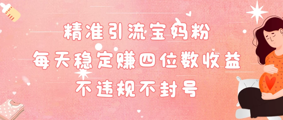 精准引流宝妈粉每天稳定赚四位数收益小白可以操作 - 淘金派资源网
