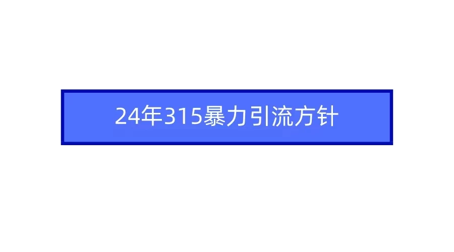 24年315暴力引流方针 爆款筛选让你快速热门+变现 - 淘金派资源网