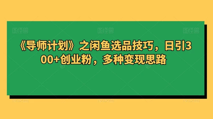 闲鱼选品技巧，日引 300+ 创业粉，多种变现思路 - 淘金派资源网