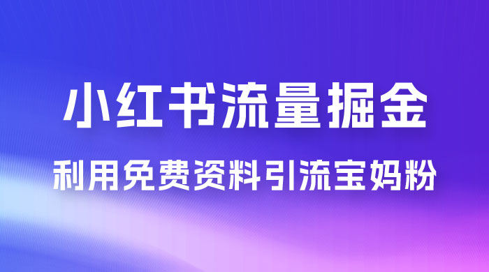 小红书流量掘金，利用免费资料暴力引流宝妈粉，私域高利润转化 - 淘金派资源网