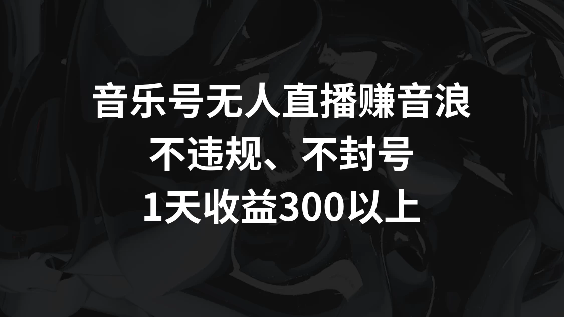 音乐号无人直播赚音浪,不违规、不封号,1天收益300+ - 淘金派资源网