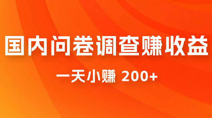 国内问卷调查赚收益，一天小赚 200+，小白随便上手 - 淘金派资源网
