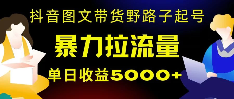 抖音图文带货暴力起号，单日收益 5000+，野路子玩法，简单易上手，一部手机即可 - 淘金派资源网
