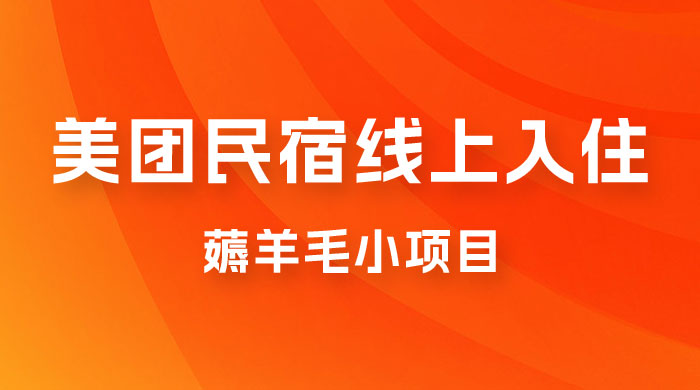 美团民宿线上入住，最新薅羊毛小项目，可以单号日入 50+ - 淘金派资源网
