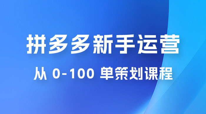 拼多多新手运营从 0-100 单策划课程，从零起步到爆单详细教程 - 淘金派资源网