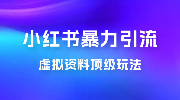 虚拟资料顶级玩法，小红书暴力引流，喂饭级教程零成本，利润任你定 - 淘金派资源网