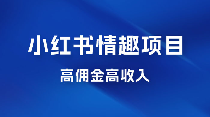 最新小红书情趣项目，日入千，高佣金高收入，操作简单，长期稳定 - 淘金派资源网