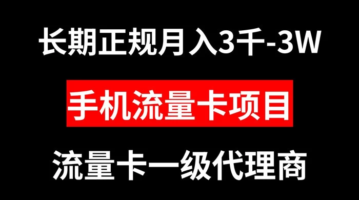 手机流量卡代理月入 3000-3w 长期正规项目 - 淘金派资源网