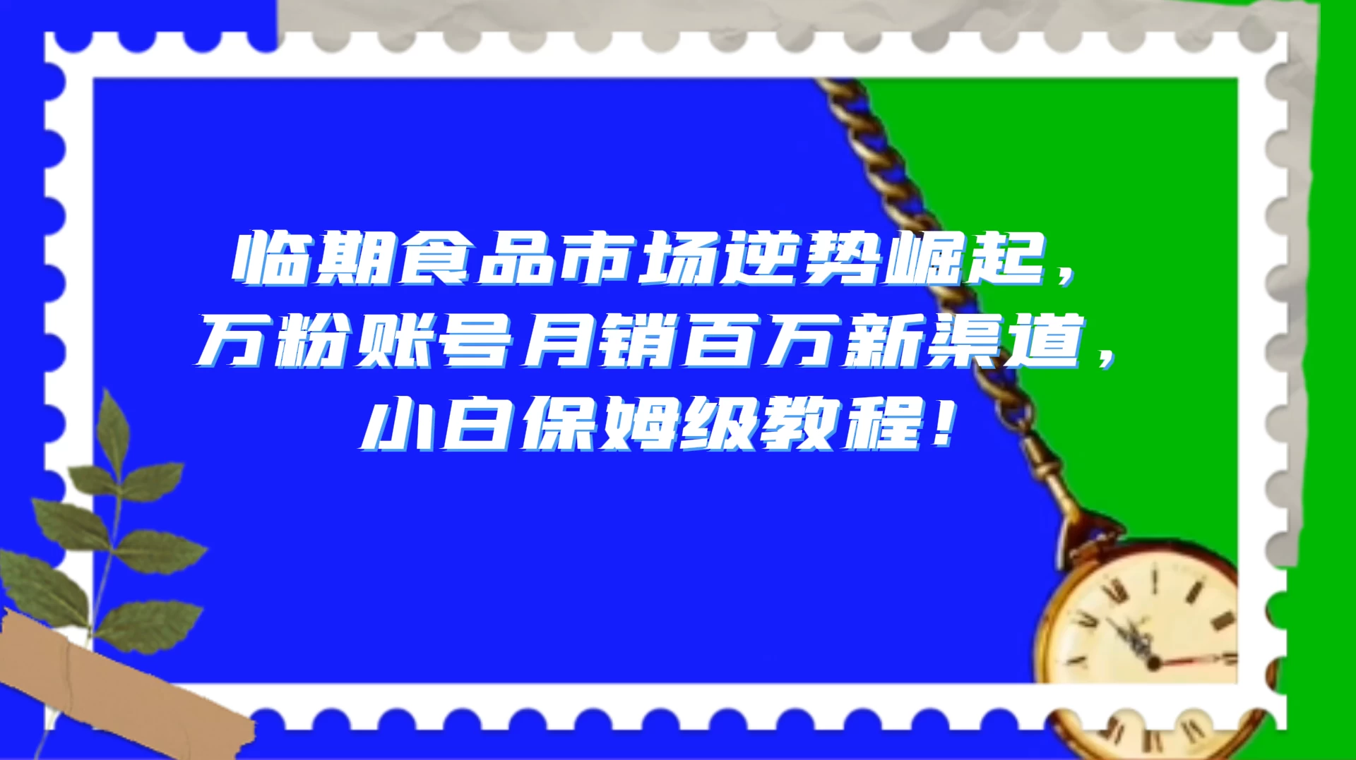 临期食品市场逆势崛起，万粉账号月销百万新渠道，小白保姆级教程！ - 淘金派资源网