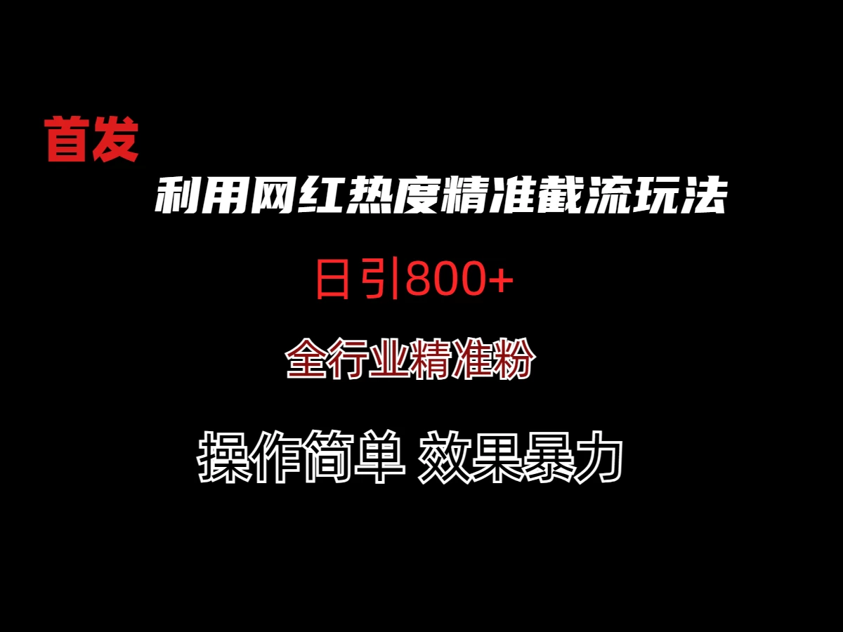 利用网红热度精准截流玩法(当日进粉800+) - 淘金派资源网