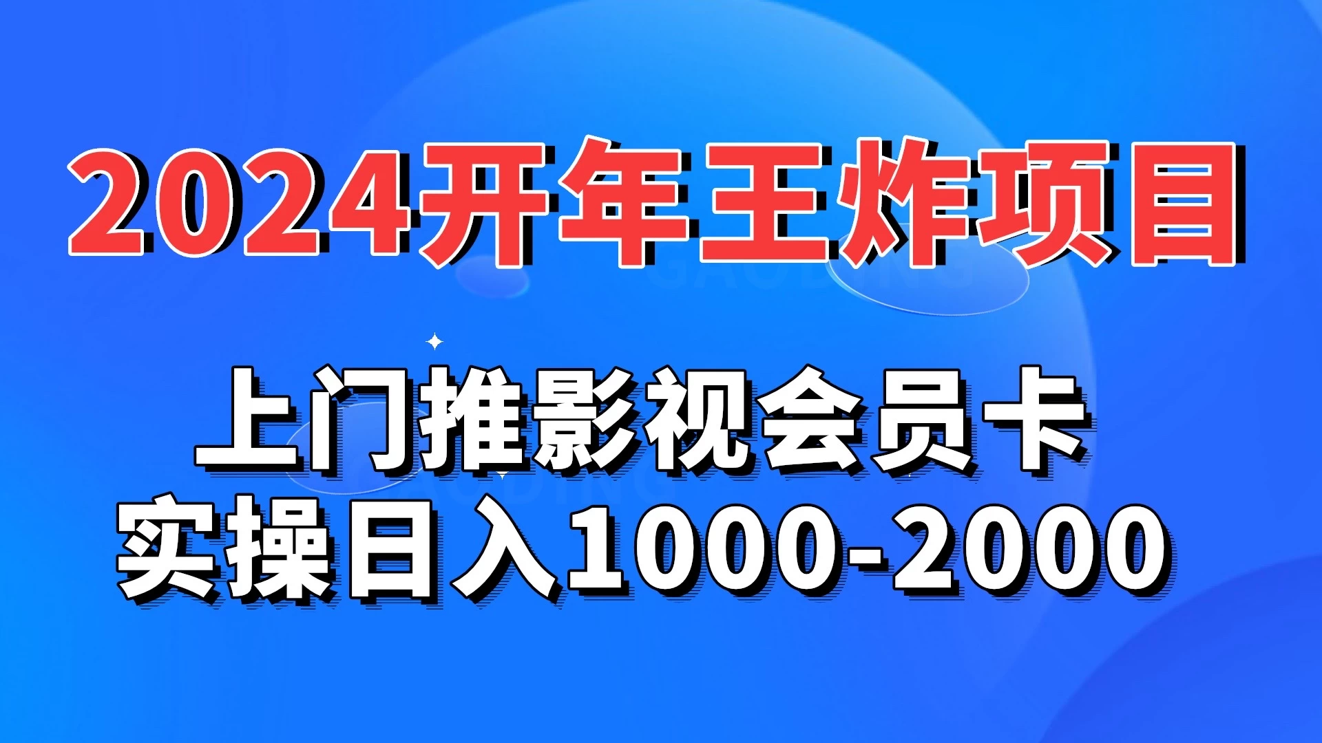 2024开年王炸项目:上门推影视会员卡实操日入1000-2000 - 淘金派资源网