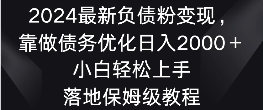 2024最新负债粉变现，靠做债务优化日入2000＋小白轻松上手 落地保姆级教程 - 淘金派资源网