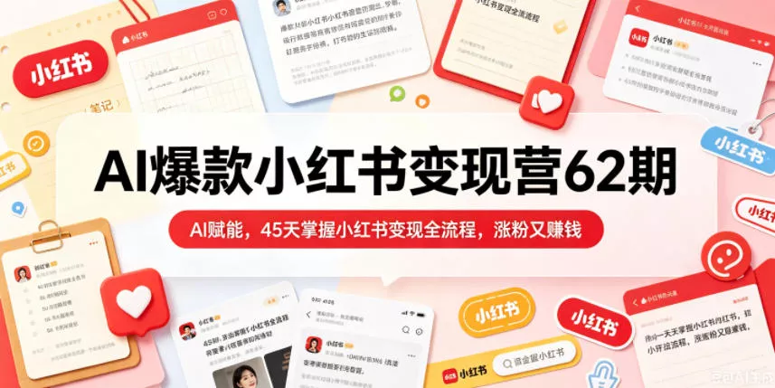 AI爆款小红书变现营62期2026年5月，AI赋能，45天掌握小红书变现全流程，涨粉又賺钱 - 淘金派资源网