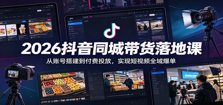 2026抖音同城带货落地课：从账号搭建到付费投放，实现短视频全域爆单 - 淘金派资源网