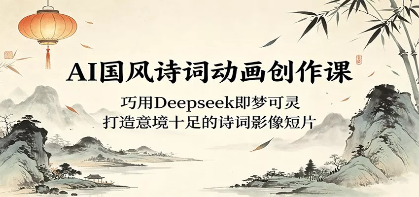 AI国风诗词动画创作课：巧用Deepseek即梦可灵，打造意境十足的诗词影像短片 - 淘金派资源网