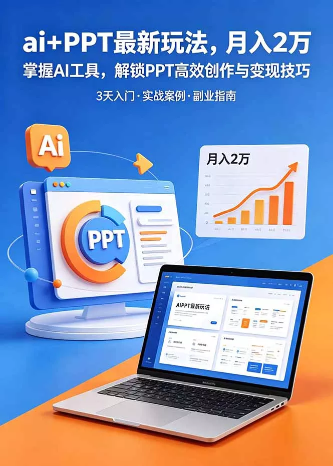 ai+PPT最新玩法，月入2万掌握AI工具，解锁PPT高效创作与变现技巧3天入门，实战案例·副业指南 - 淘金派资源网