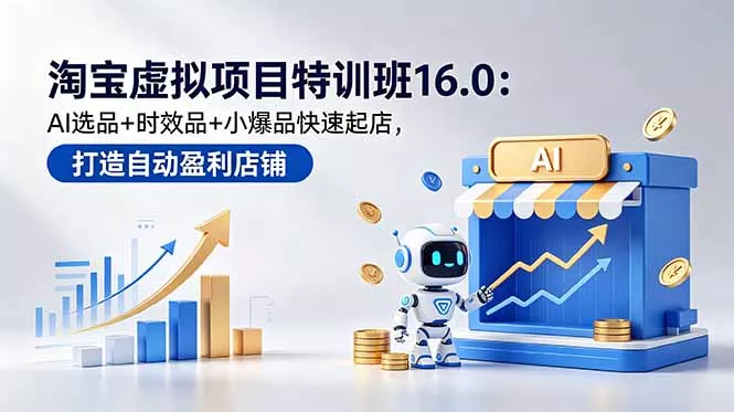 淘宝虚拟项目特训班16.0：AI选品+时效品+小爆品快速起店，打造自动盈利店铺 - 淘金派资源网