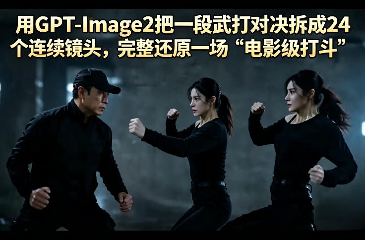 用GPT-Image2把一段武打对决拆成24个连续镜头，完整还原一场“电影级打斗” - 淘金派资源网
