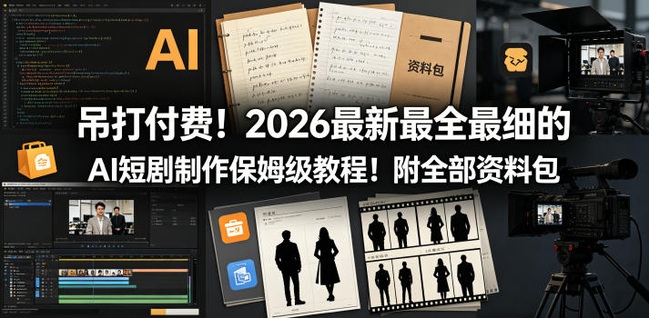 吊打付费！2026最新最全最细的AI短剧制作保姆级教程！附全部资料包 - 淘金派资源网