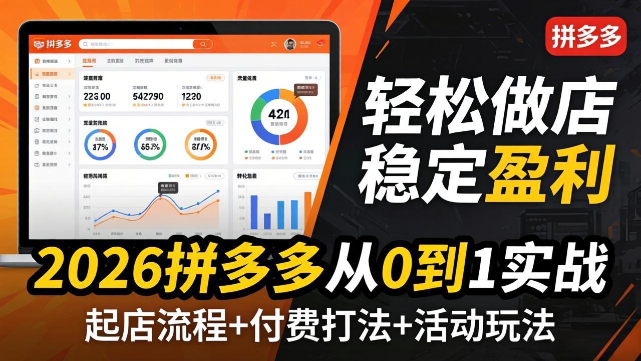 2026拼多多从0到1实战-4月更新：最新起店流程+付费打法+活动玩法，轻松做店稳定盈利 - 淘金派资源网