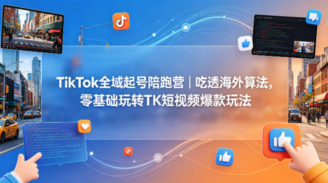 TikTok全域起号陪跑营｜吃透海外算法，零基础玩转TK短视频爆款玩法 - 淘金派资源网