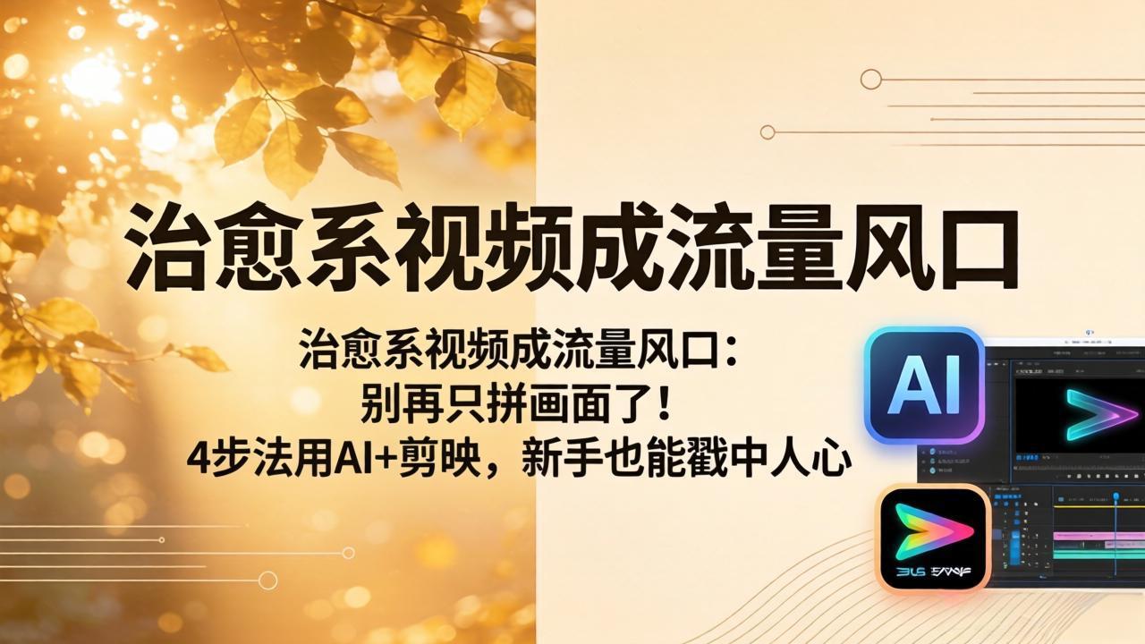 治愈系视频成流量风口：别再只拼画面了！4步法用AI+剪映，新手也能戳中人心 - 淘金派资源网