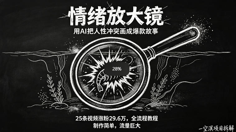 AI制作“情绪放大镜“视频，25条视频涨粉29.6W粉，流量巨大，制作简单，全流程教程 - 淘金派资源网