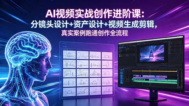 AI视频实战创作进阶课：分镜头设计+资产设计+视频生成剪辑，真实案例跑通创作全流程 - 淘金派资源网