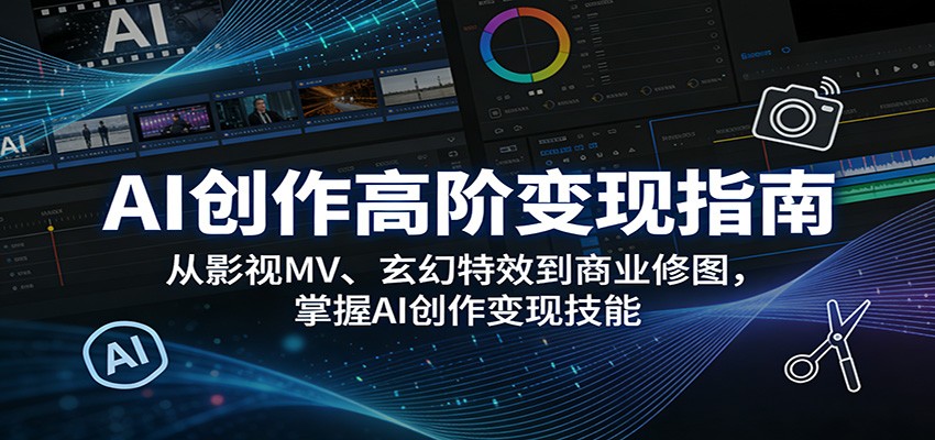 AI创作高阶变现指南：从影视MV、玄幻特效到商业修图，掌握AI创作变现技能 - 淘金派资源网