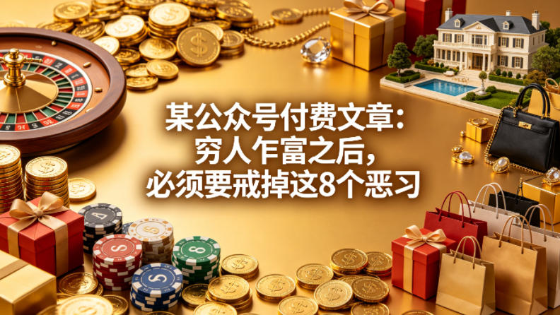 某公众号付费文章：穷人乍富之后，必须要戒掉这8个恶习 - 淘金派资源网