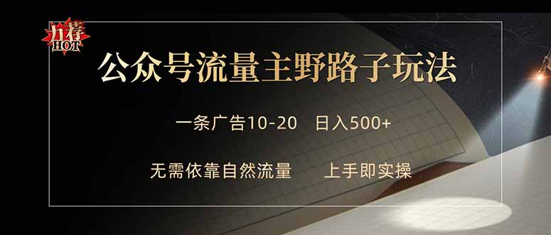 公众号流量主野路子玩法 单条广告10-20元 日入500+ - 淘金派资源网