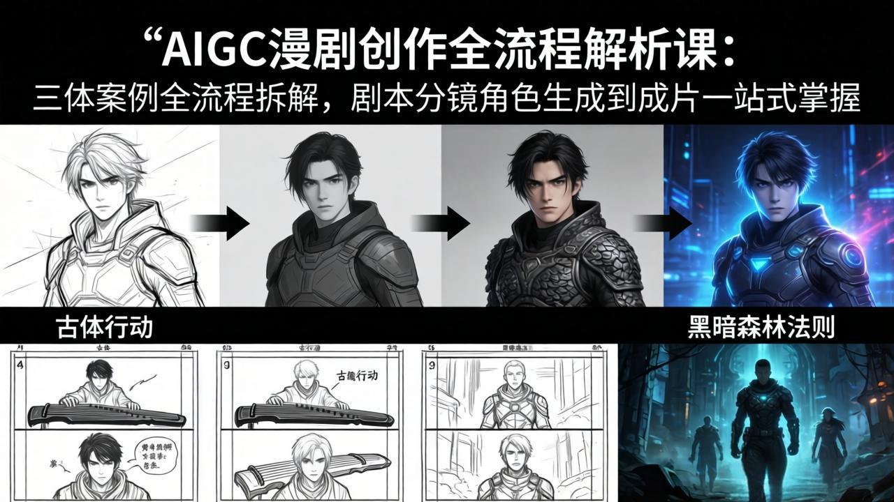 AIGC漫剧创作全流程解析课：三体案例全流程拆解，剧本分镜角色生成到成片一站式掌握 - 淘金派资源网