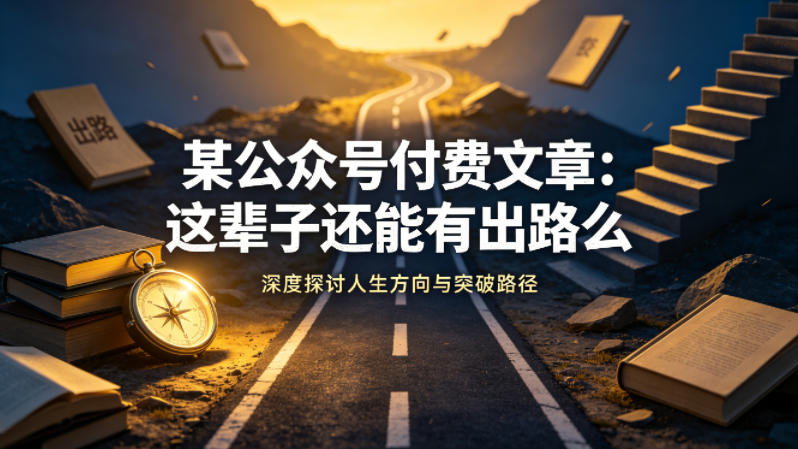 某公众号付费文章：这辈子还能有出路么 - 淘金派资源网